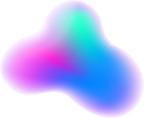 Poster - Gradient blurred shape. Colored fluid liquid element. Blue and pink soft blob. Holographic gradation spot. Vibrant organic figure with aura.