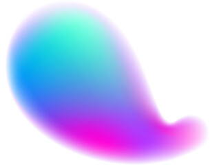 Poster - Gradient blurred shape. Colored fluid liquid element. Blue and pink soft blob. Holographic gradation spot. Vibrant organic figure with aura.