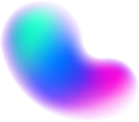 Poster - gradient blurred shape. colored fluid liquid element. blue and pink soft blob. holographic gradation