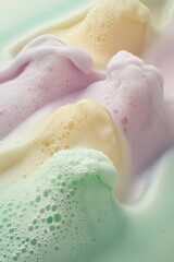 Poster - Pastel-colored foam swirls with bubbles