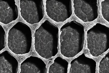 Poster - Close-up of honeycomb structure, showing hexagonal cells and textured surface