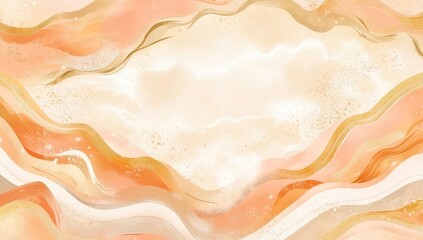 Poster - Abstract peach, beige, and gold wave artwork