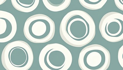Poster - Abstract pattern of overlapping off-white circles on a muted teal background