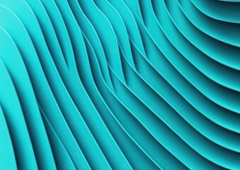 Poster - Abstract teal wavy lines, 3D rendering