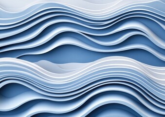 Poster - Abstract blue and white wavy layers
