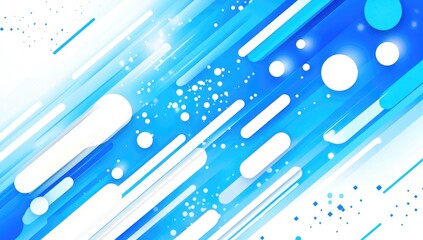 Poster - Dynamic blue and white abstract design with diagonal lines and circles
