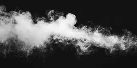 Poster - Abstract image of white smoke billowing against a stark black background, creating a dramatic and ethereal effect.  The smoke's texture is delicate and wispy, with swirling patterns. : Generative AI
