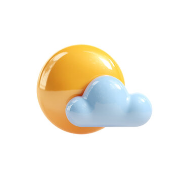 Sunny day with a fluffy cloud Happy weather icon design,