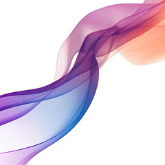 Wall Mural - Abstract flowing gradient waves, blue, purple, orange on transparent background