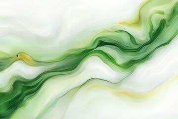 Poster - Serene green and white abstract marble swirls