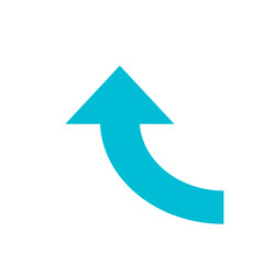 Poster - A curved arrow pointing upwards in a light blue color on a white background indicating direction or navigation