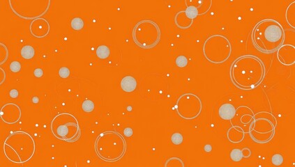 Poster - Orange background with scattered circles and dots