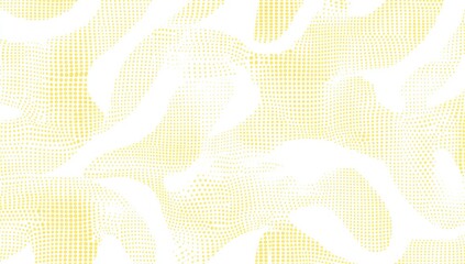 Poster - Abstract pastel yellow curves and dots pattern