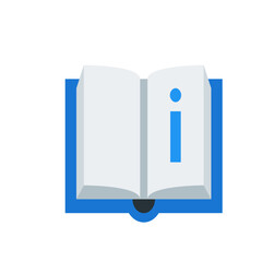 Poster - Open book with a blue exclamation mark on the right page against a blue background illustration