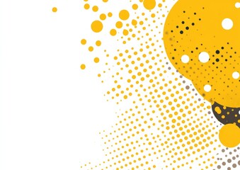 Poster - Abstract halftone pattern with yellow and gray circles on white background
