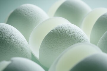 Poster - Textured white spheres, partially opened, clustered together