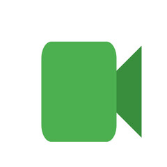 Poster - A green video camera icon with rounded rectangle and triangle shapes on a white isolated background view