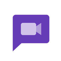 Poster - Purple speech bubble with rounded corners containing a light purple video camera icon in the center area
