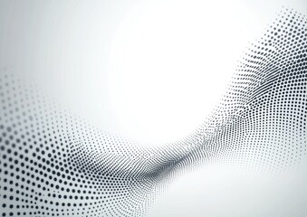 Poster - Abstract grayscale wave of dots on white