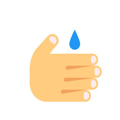 Poster - Illustration of a hand with fingers and a blue water droplet above it on a white isolated background view