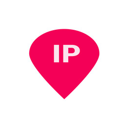 Poster - A pink map marker with the letters ip in white indicating internet protocol location on a white background