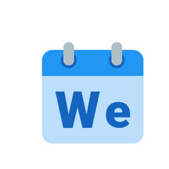 Poster - Illustration of a blue calendar icon displaying the abbreviation we for wednesday on a light blue background