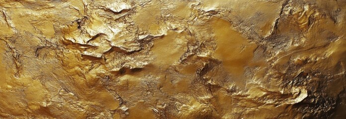 Leinwandbilder - Golden textured surface resembling rough, metallic, rock formations, ideal for backgrounds or design elements. : Generative AI