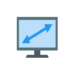 Poster - a digital display showing a blue arrow pointing in two directions on a light blue background screen 