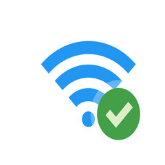 Poster - Illustration of a wifi symbol with a green checkmark circle indicating a successful connection status