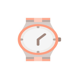 Poster - An illustration of a wristwatch with a white face and an orange bezel and a light gray band design