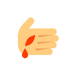 Poster - Illustration of a hand with a cut and a drop of blood, depicting injury or a medical condition issue visual