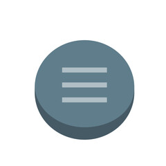 Poster - A blue gray circular button with three horizontal lines in the center of the circle in a simple style