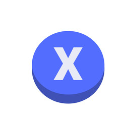 Poster - Illustration of a blue circular button with a white x symbol in the center on a white isolated background