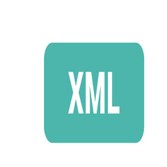 Poster - Text xml in white color displayed on a rounded rectangle of teal color with white background image view