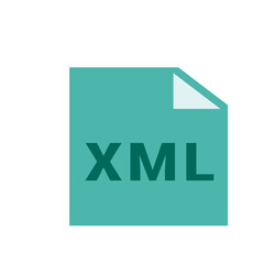 Poster - Illustration of a teal xml file with a folded corner on a white background in a simple flat design style