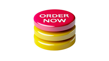 Poster - Vibrant call to action: a colorful 3D rendered 'order now' button stack