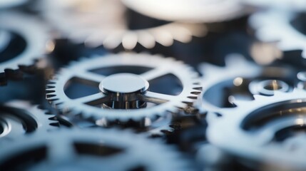 Aufkleber - Close-up view of intricate metal gears, showcasing precision engineering and complex mechanics.  The image highlights the detailed craftsmanship and interconnectivity of the components : Generative AI