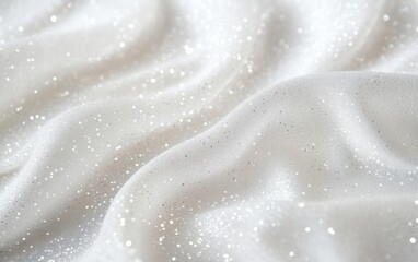 Aufkleber - Closeup of shimmering, white fabric with subtle folds and embedded glitter, creating a luxurious and elegant texture. : Generative AI