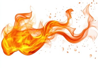 Aufkleber - Abstract fiery orange and yellow flames flowing dynamically across a white background, creating a vibrant and energetic visual effect. : Generative AI