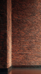 Aufkleber - Red brick wall corner, showcasing texture and structure, ideal for background or mockup design, offering free space for text or visuals