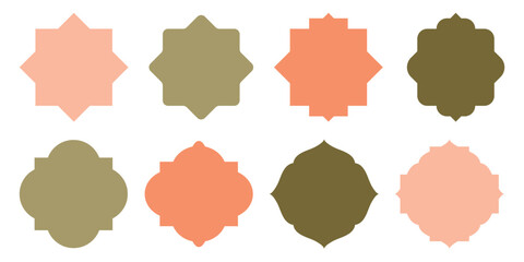 set of islamic shape window frame in flat style. arab frame set. ramadan kareem silhouette icon. mos