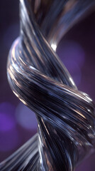 Poster - Close-up of a metallic, spiral abstract form, showing texture and sheen, suggesting movement and dynamism, ideal for technology or design concepts
