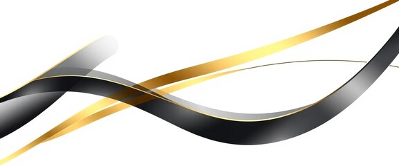 Wall Mural - abstract black gold curved lines on a blank background, modern elegant design, motion, wave