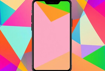 Wall Mural - Abstract geometric shapes in vibrant hues form a minimalist, colorful mobile phone background, gradients, abstract