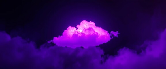 Wall Mural - abstract purple neon cloud, glowing in dark space, abstract, luminescence