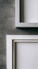 Aufkleber - Two white picture frames against a gray textured wall, showcasing blank spaces ideal for text or advertisement Mockup,  representing minimalist design and clean aesthetic
