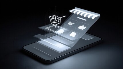Poster - Digital shopping interface displayed on a modern smartphone.