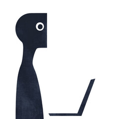 Poster - Silhouette of a person working on a laptop with minimalist style concept