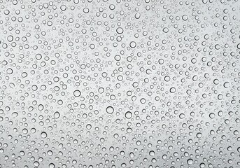 Poster - Close-up of numerous water droplets clinging to a transparent surface in a full frame view
