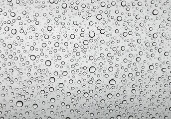 Poster - Close-up view of numerous water droplets clinging to a clear surface creating an abstract pattern